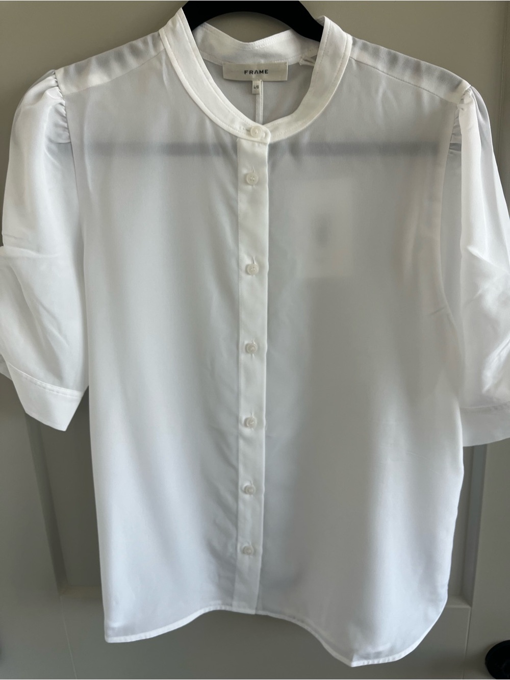 NWT Frame Denim White Short-Sleeve Button Front Shirt LARGE